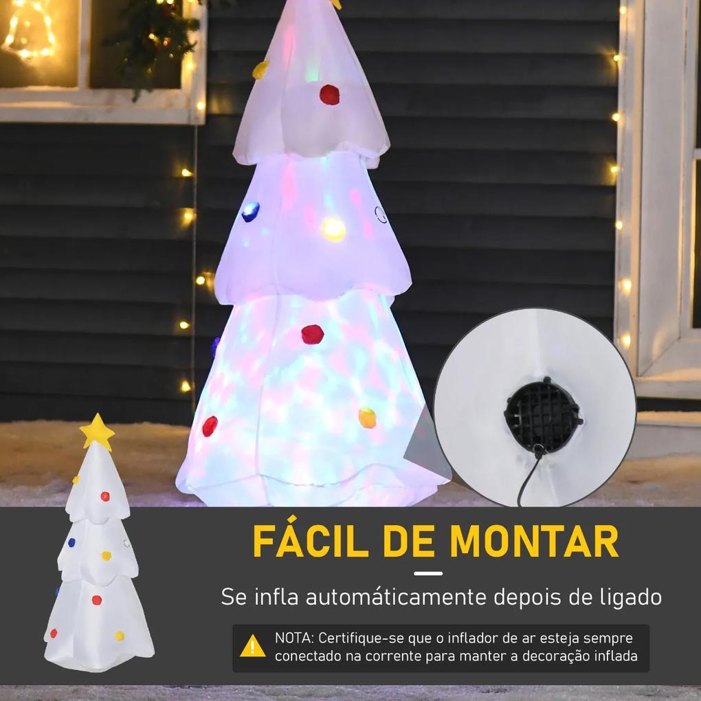 Árvore de Natal Inflável 122cm de Altura com Luzes LED e Inflador Decoração de Natal para Interiores Exteriores 60x51x122cm Branco
