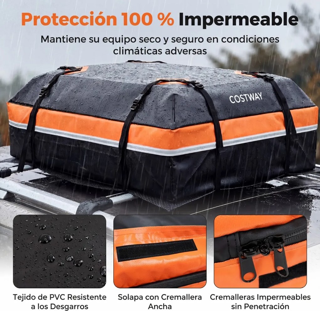 Mala de tejadilho universal para carro 112 x 86 x 45 cm, impermeável em PVC, 450 L, com 6 ganchos, 10 correias, faixas refletoras e saco de transporte