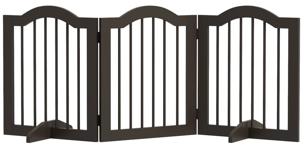 PawHut Barreira de Segurança Dobrável para Cães Pequenos Barreira de Proteção para Animais de Estimação 154,5x29,5x61 cm Marrom Escuro | Aosom Portugal
