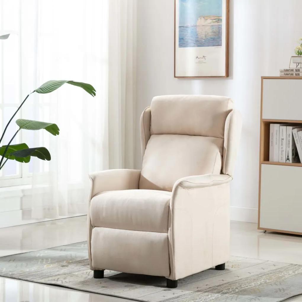 289795 vidaXL Cadeira de massagens reclinável tecido creme