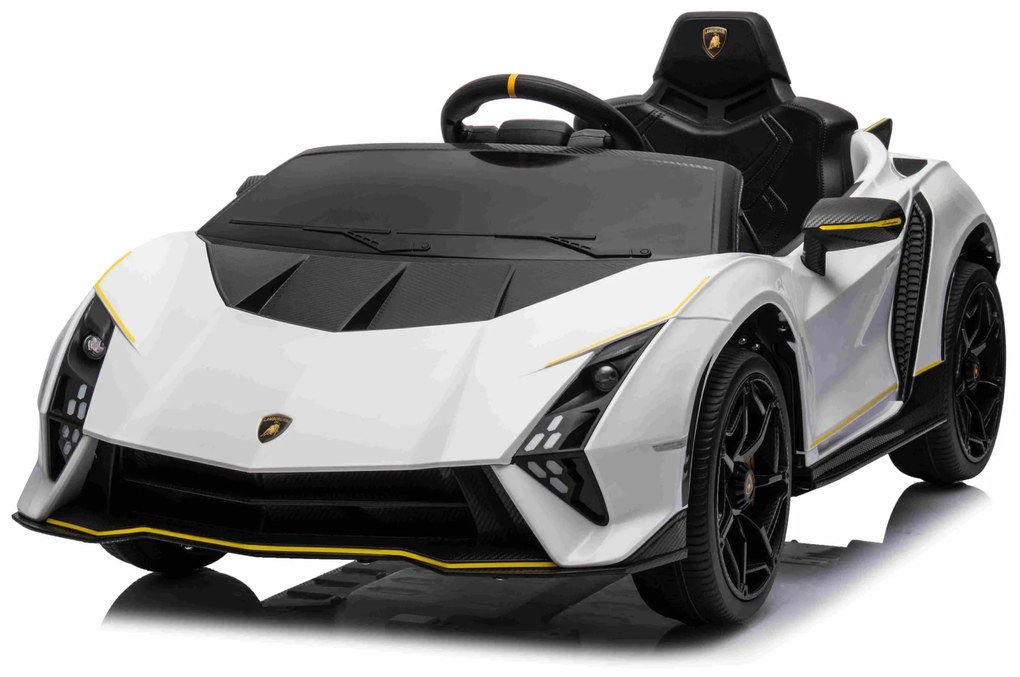 Carro elétrico para Crianças 12v 4X4 Lamborghini Invencible, Rodas de EVA, Assento de couro Branco