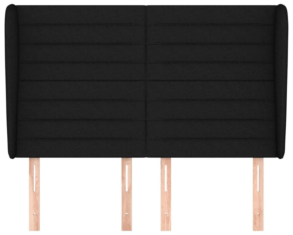 Cabeceira de cama c/ abas tecido 147x23x118/128 cm preto