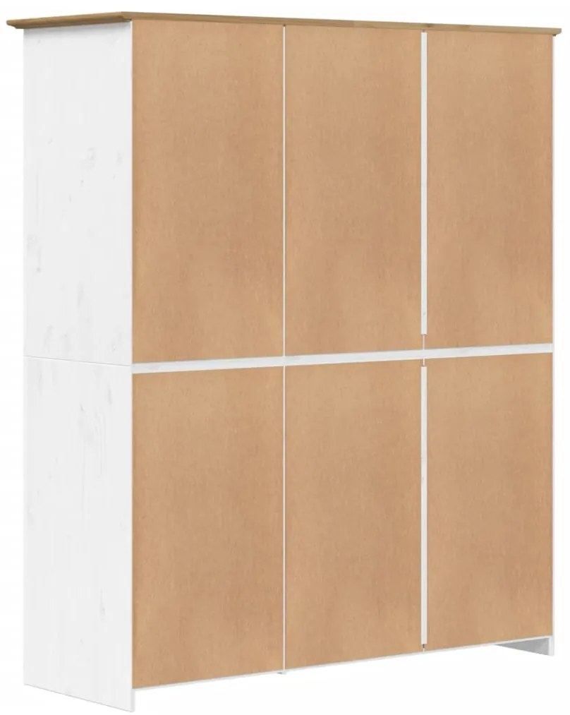 Roupeiro BODO 146x53,5x173 cm pinho maciço branco e castanho