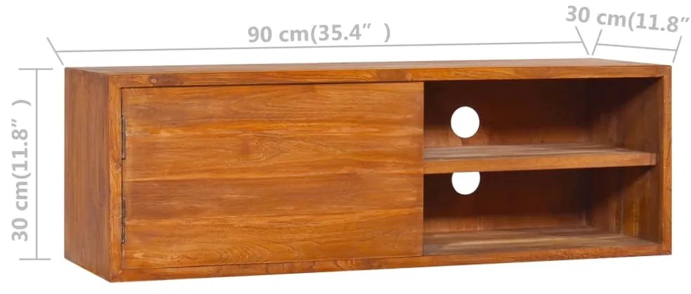 Armário de parede para TV 180x30x30 cm madeira de teca maciça