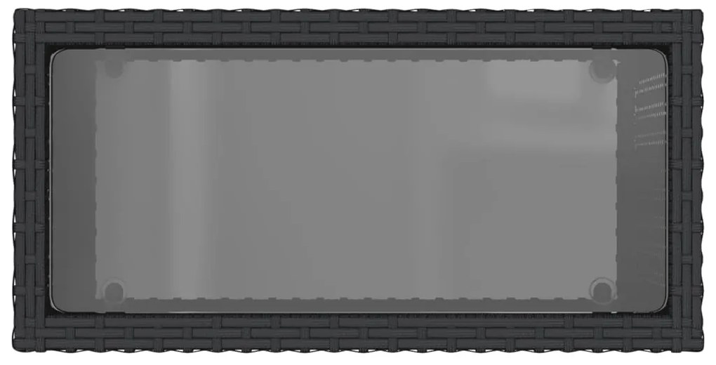 Mesa de apoio jardim c/ tampo vidro 58x27,5x55 cm vime PE preto