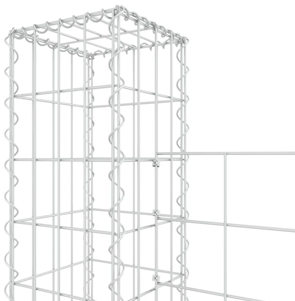 Cesto gabião em forma de U c/ 4 postes 380x20x200 cm ferro