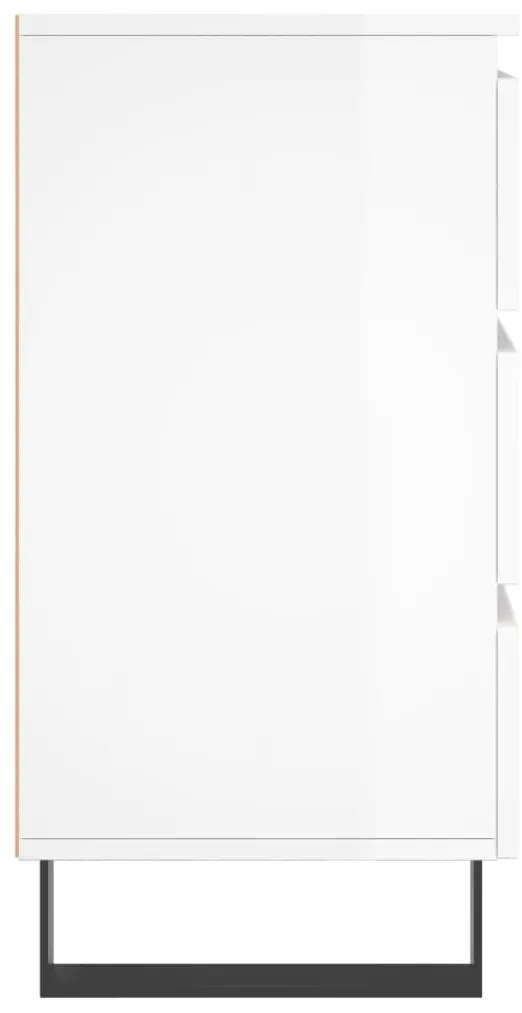 Mesas cabeceira 2pcs 40x35x69cm deriv. madeira branco brilhante