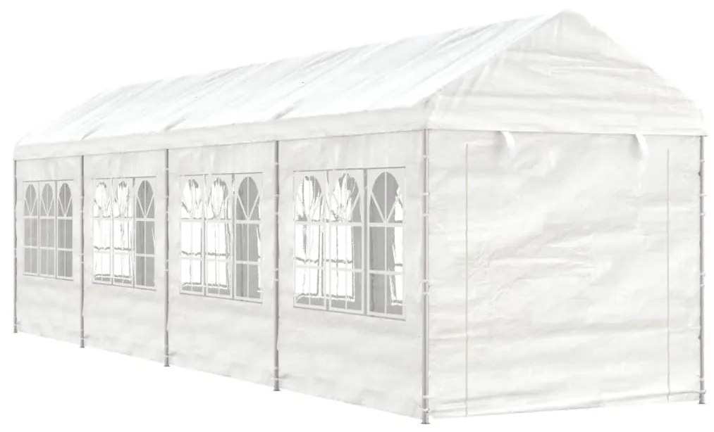vidaXL Gazebo com telhado 8,92x2,28x2,69 m polietileno branco