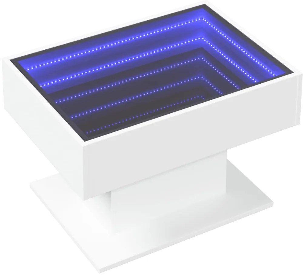 Mesa de centro c/ LEDs 70x50x45 cm derivados de madeira branco