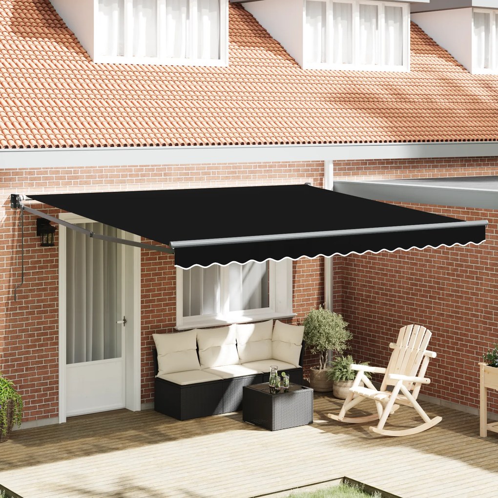Toldo Retrátil Automático vidaXL Preto 400x300 cm