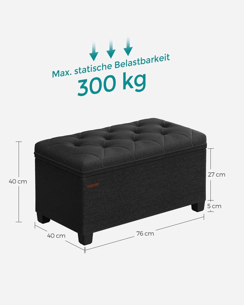 Banco com espaço de arrumação 40 x 76 x 40 cm Preto