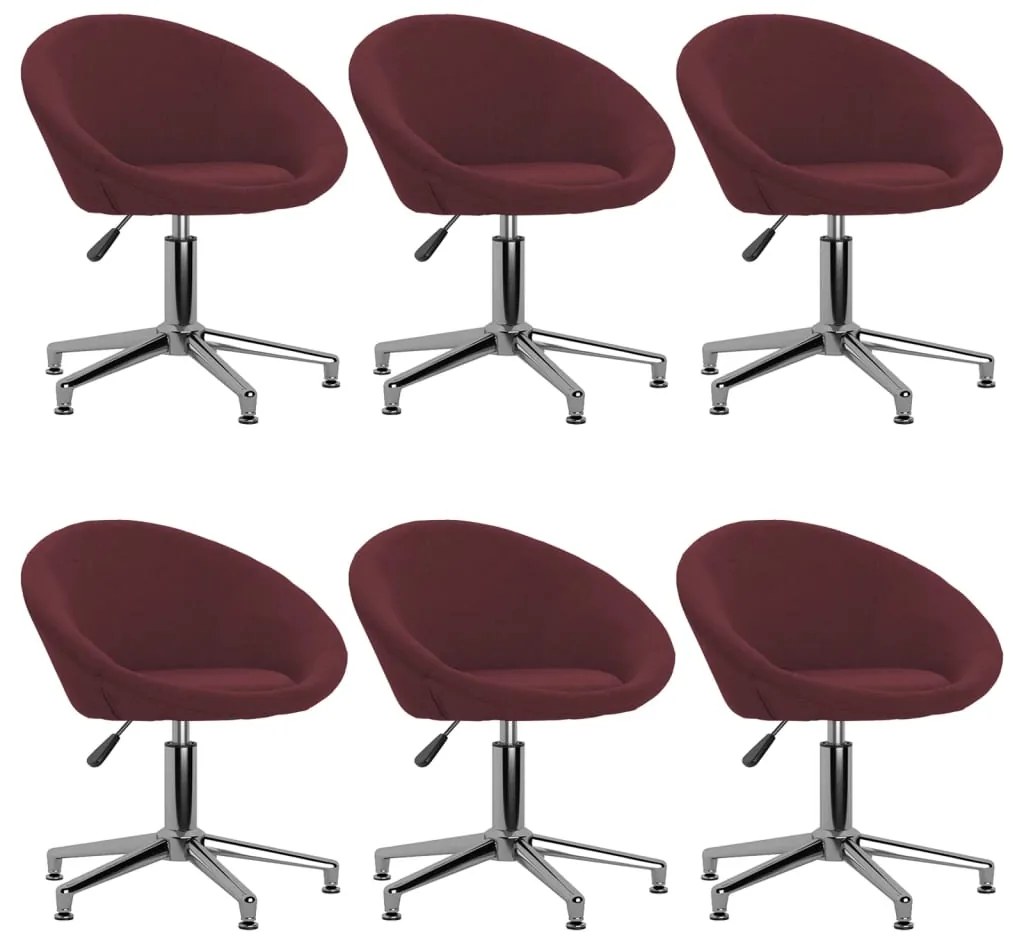 vidaXL Cadeiras de jantar giratórias 6 pcs tecido roxo
