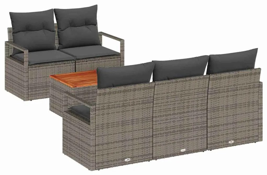 Conjunto de Sofá de Jardim Cinza 6 pcs Cinzeto Médio