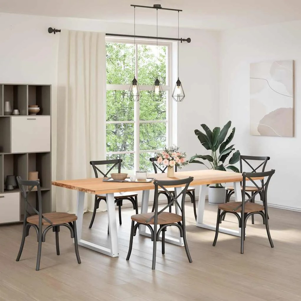 Pernas para mesa de jantar em V 3 peças, branco, 70x(72-73,3) cm, aço