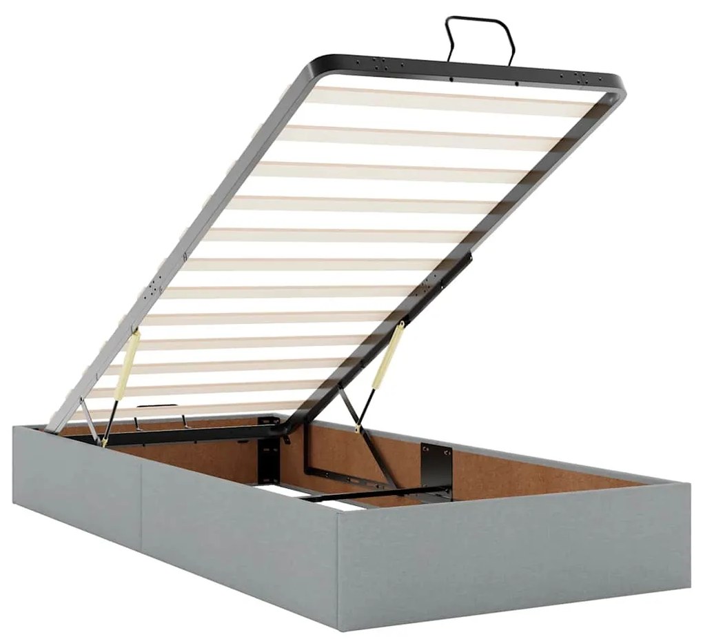 Estrutura cama otomana colchão 90x190 cm tecido cinzento claro