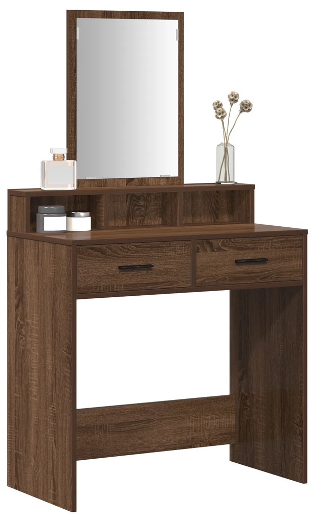 Mesa de Maquiagem com Gavetas Castanho Carvalho 79x41x140 cm