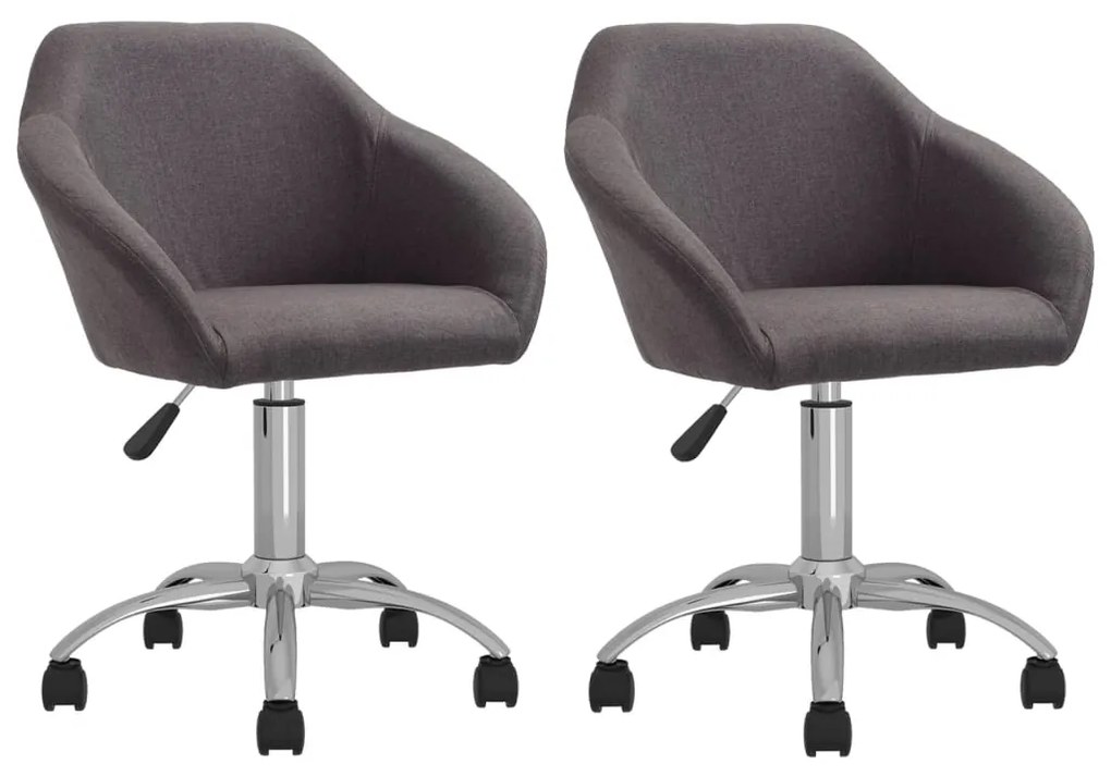 vidaXL Cadeiras de jantar giratórias 2 pcs tecido cinzento-acastanhado