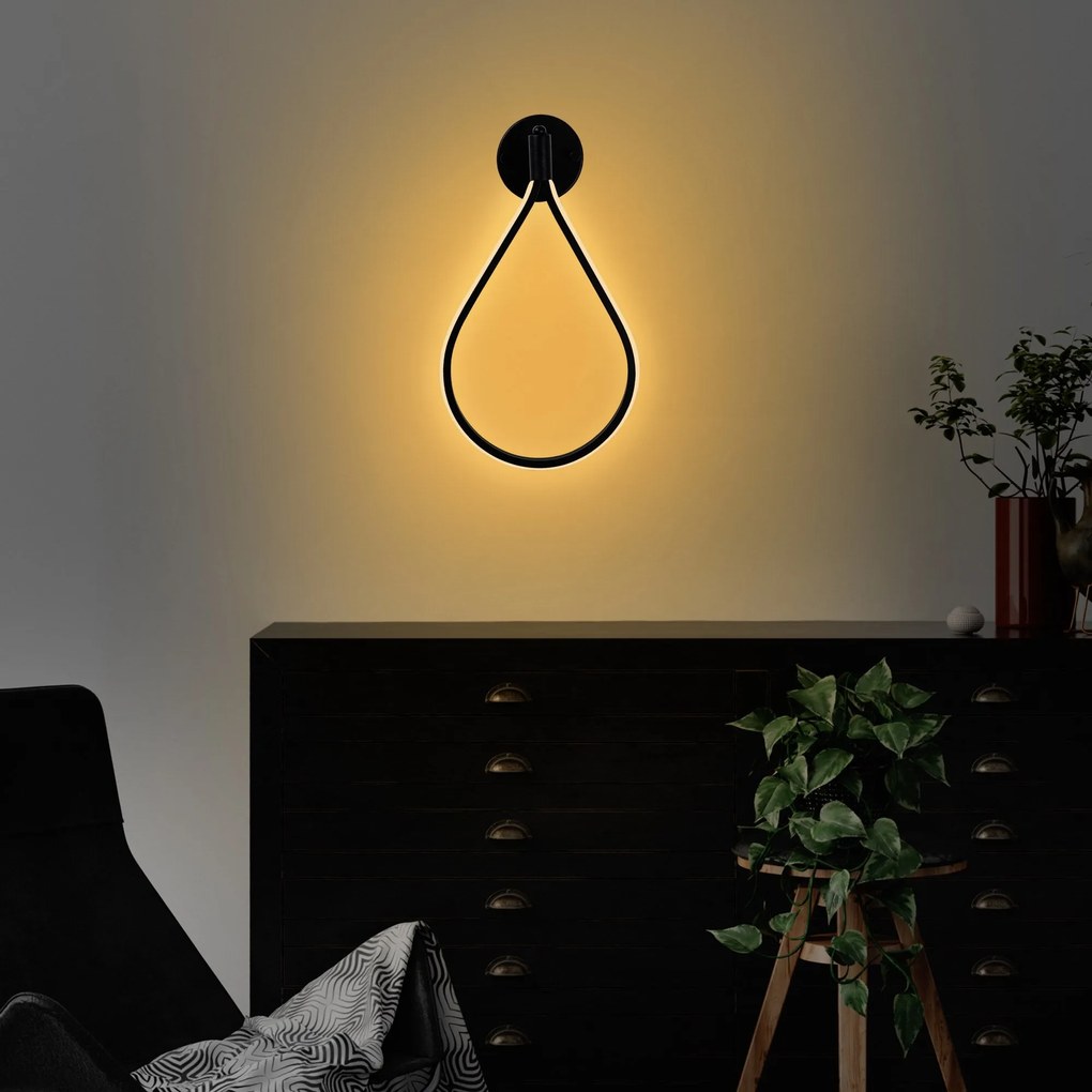 Aplique de Parede Damla – Preto – 23x39x13 cm