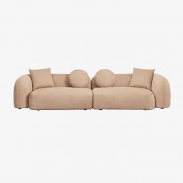 Sofá Modular De 2 Peças Em Chenille Coco Tecido De Chenille Espesso Castanho Latte - Sklum