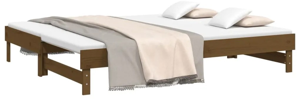 Sofá-cama puxar 2x(80x200) cm pinho maciço castanho mel