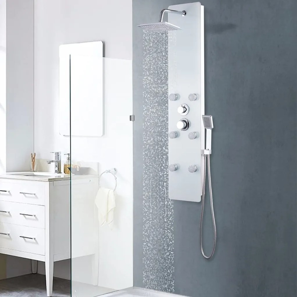 Coluna de duche em vidro 25x44,6x130 cm branco