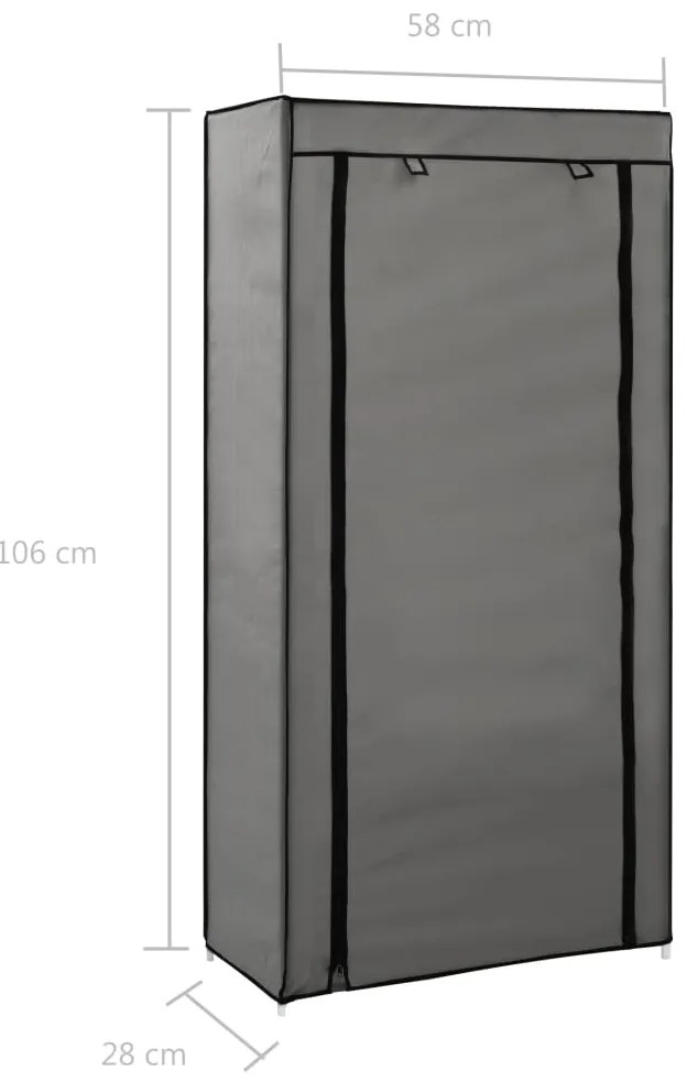 Sapateira com cobertura 58x28x106 cm tecido cinzento