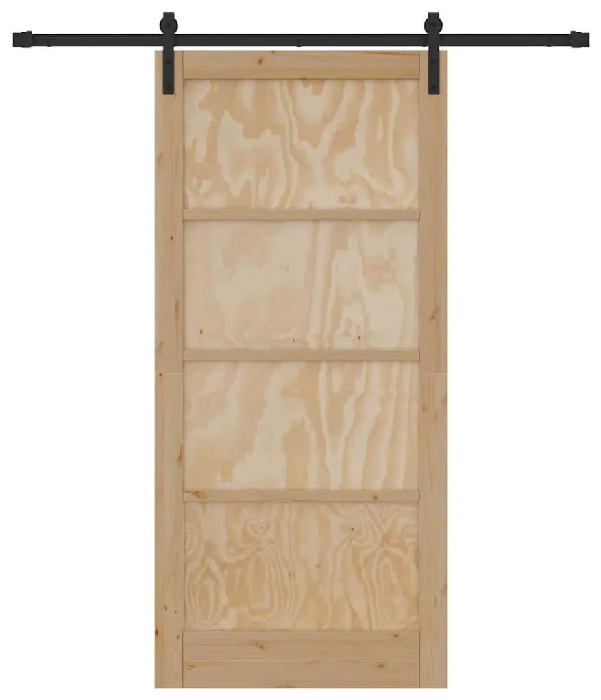 Porta Deslizante vidaXL com Conjunto de Ferragens 93x202 cm Madeira Só