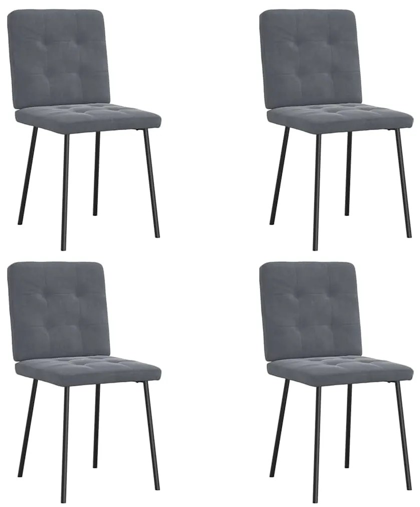 Cadeiras de jantar 4 pcs veludo cinzento-escuro