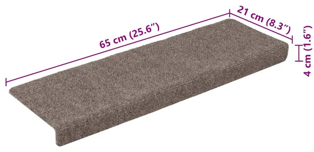 Tapetes de escada autoadesivos 30 pcs 65x21x4 cm creme
