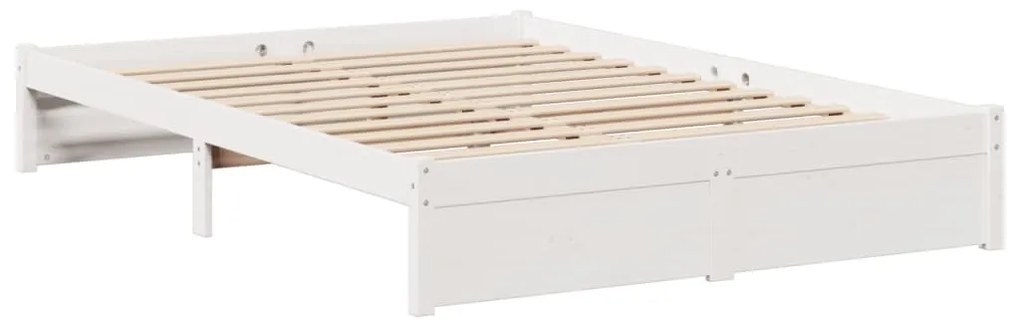 Cama com estante sem colchão 160x200 cm pinho maciço branco