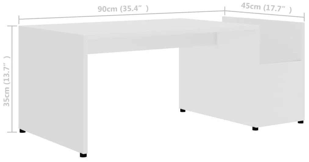 Mesa de centro 90x45x35 cm contraplacado branco