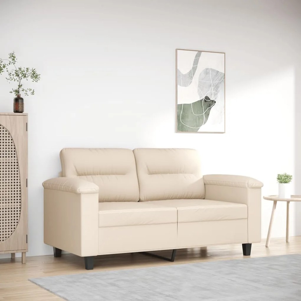 vidaXL Sofá de 2 lugares 120 cm tecido de microfibra bege