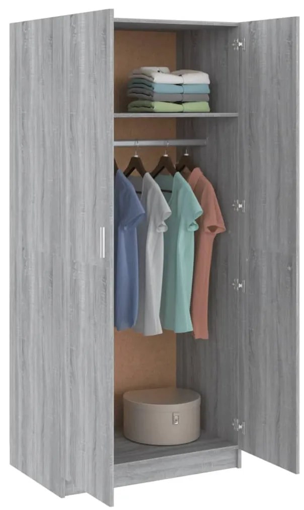 Roupeiro 80x52x180 cm derivados de madeira cinzento sonoma