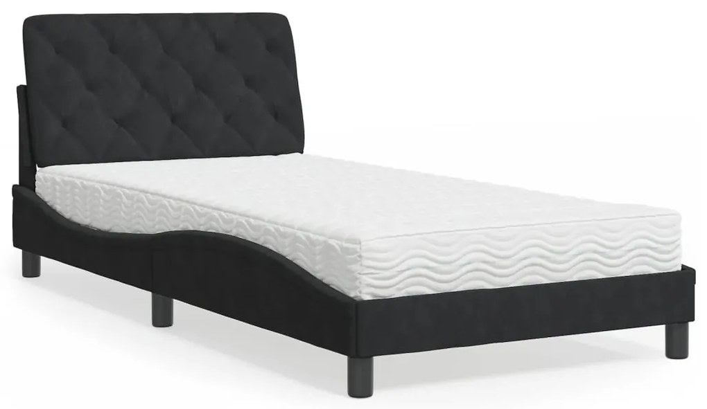Cama com colchão 100x200 cm veludo preto