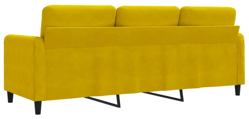 Sofá de 3 lugares 180 cm veludo amarelo
