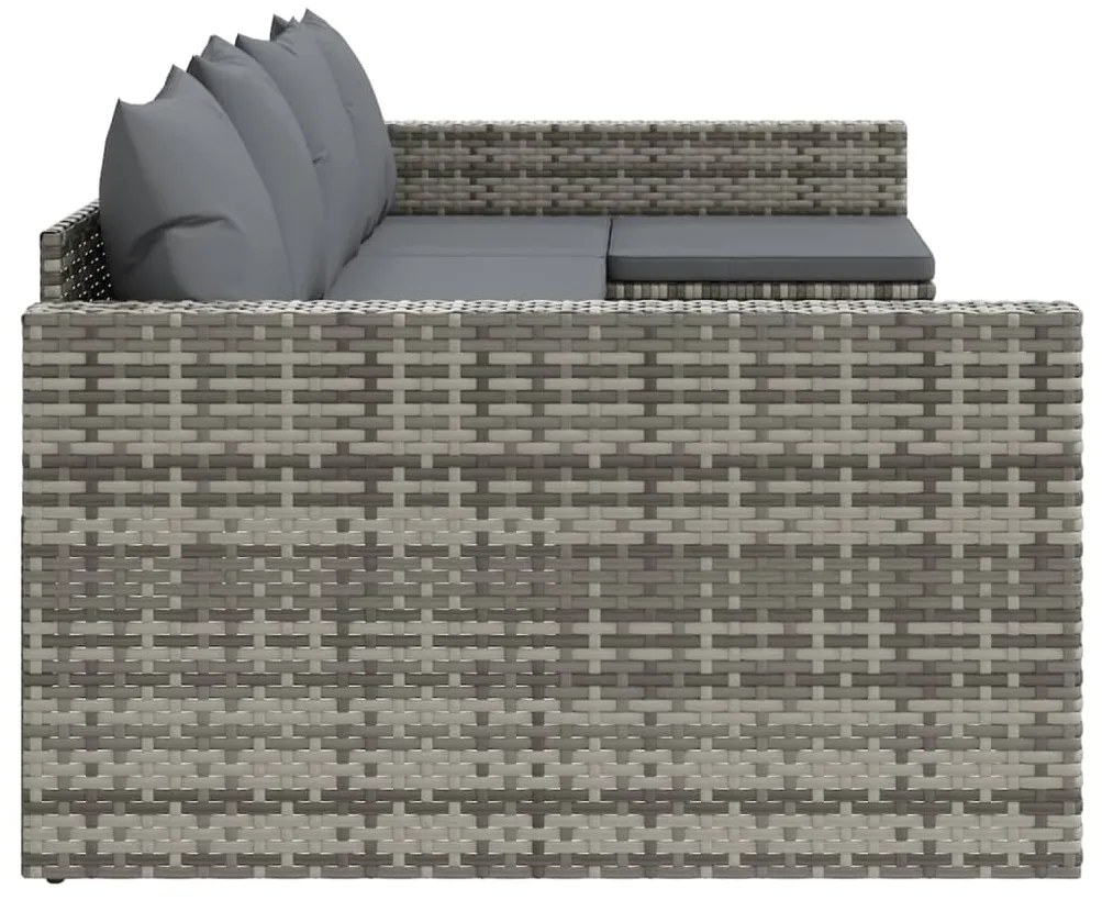 2 pcs conjunto lounge de jardim c/ almofadões vime PE cinzento