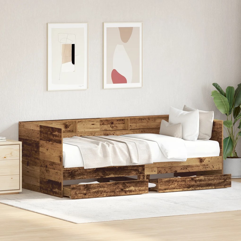 Cama de Dia com Gaveta Madeira antiga Madeira engenheirada