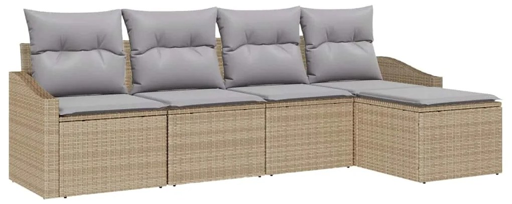 Conjunto de Jantar para Jardim com Almofadas em Rattan Sintético Bege