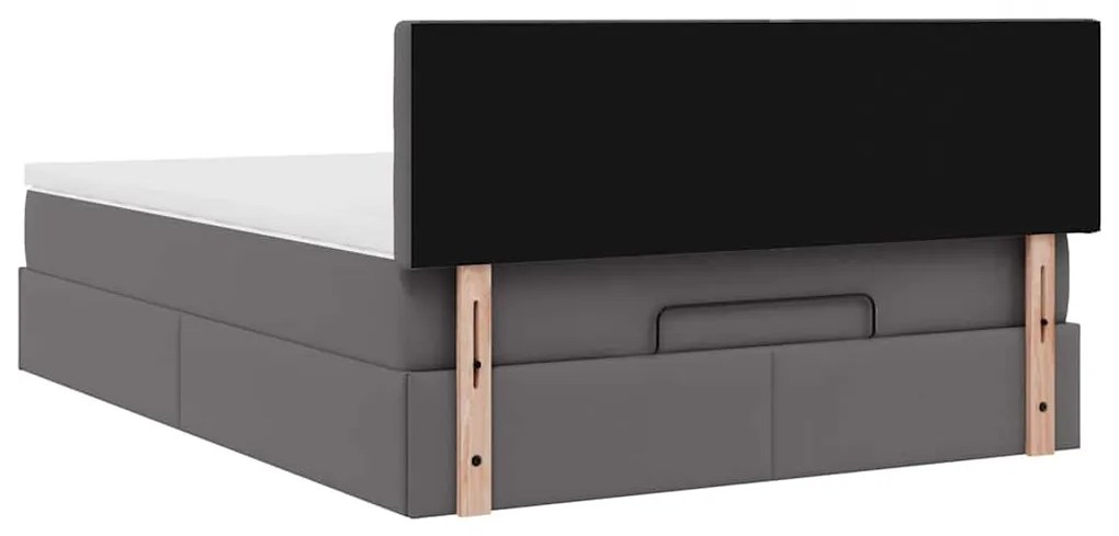 Estrutura de cama otomana com colchão 140x190 cm cinzenta