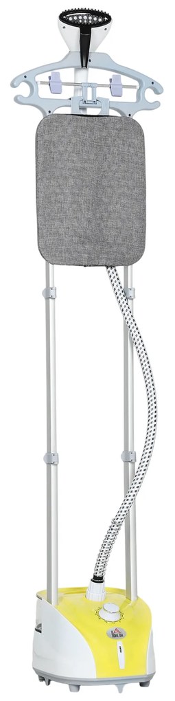 Ferro de Engomar a Vapor 1800W Temperatura Ajustável 11 Níveis Depósito de 2 L Aquecimento em 38s 35x25x47-118,5 cm Amarelo