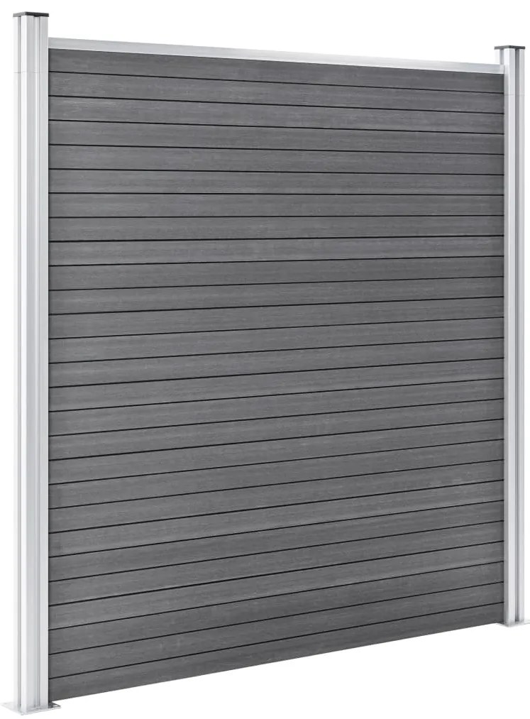 Painel vedação WPC 2 quadrados + 1 inclinado 446x186cm cinzento