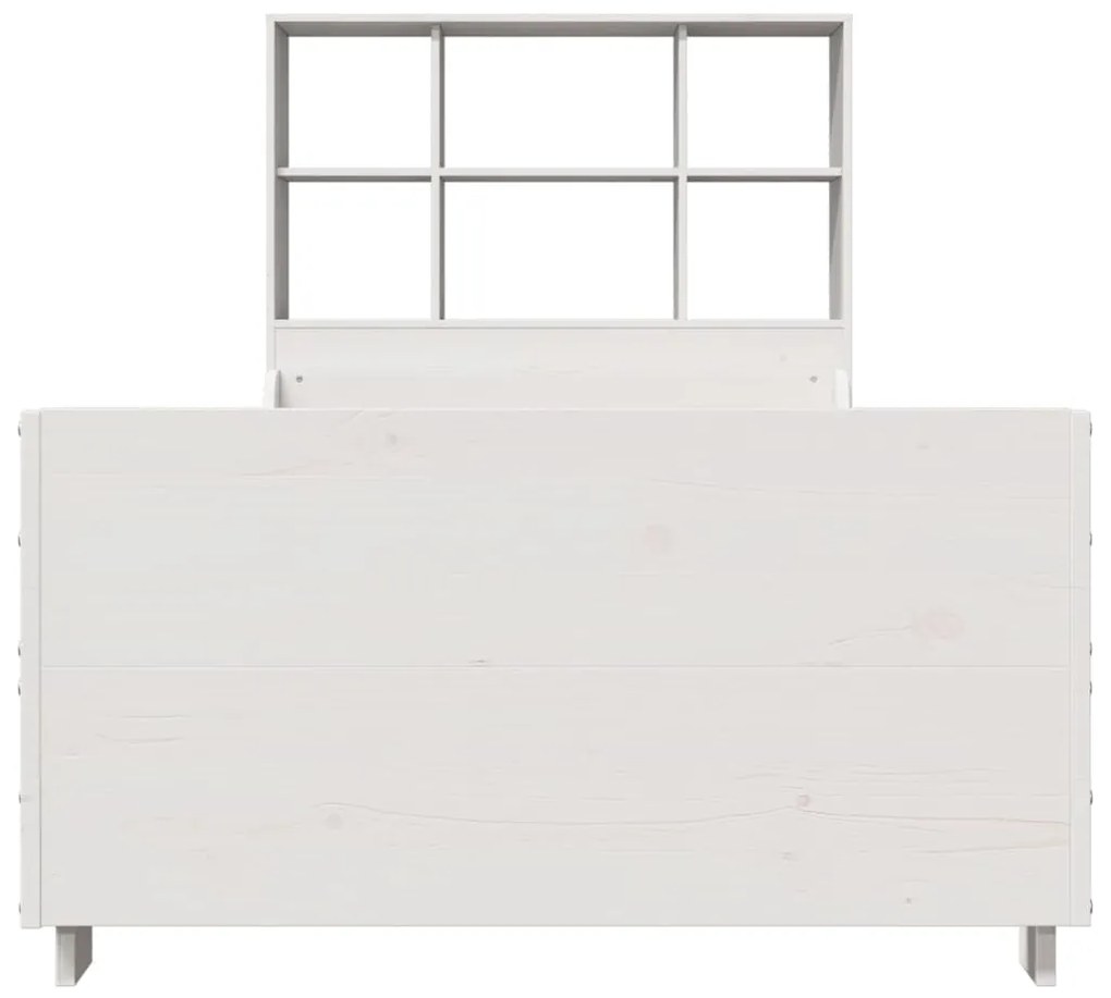 Cama com estante sem colchão 90x200 cm madeira maciça branco