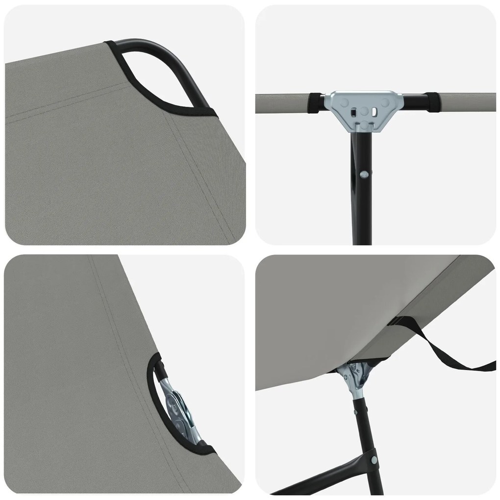Espreguiçadeira Dobrável 2 pcs Cinza em tecido Oxford 600D