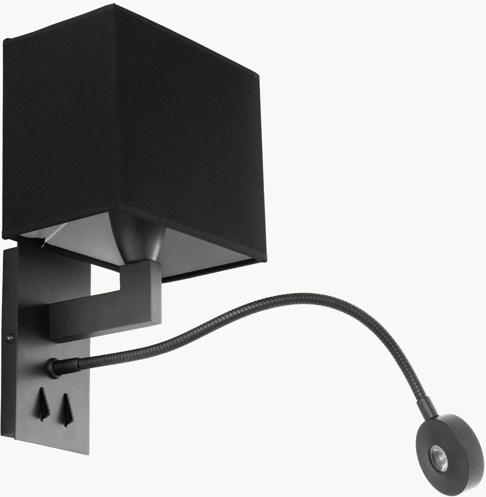 Candeeiro de parede com luz de leitura LED Bronze