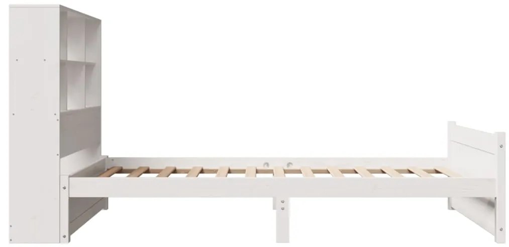 Cama com estante sem colchão 90x200 cm pinho maciço branco