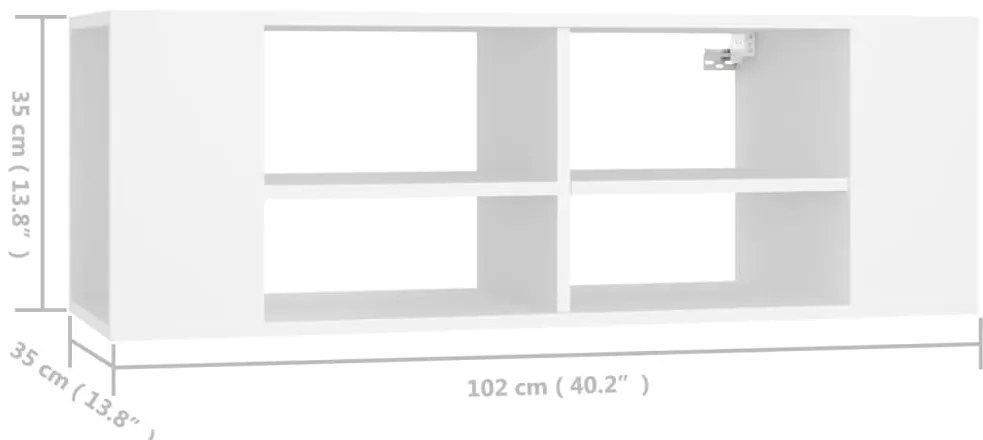 Armário de parede para TV 102x35x35 cm derivados madeira branco