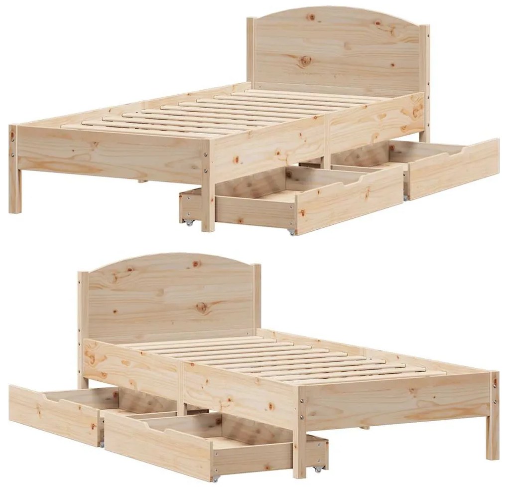 Cama sem colchão 75x190 cm madeira de pinho maciça