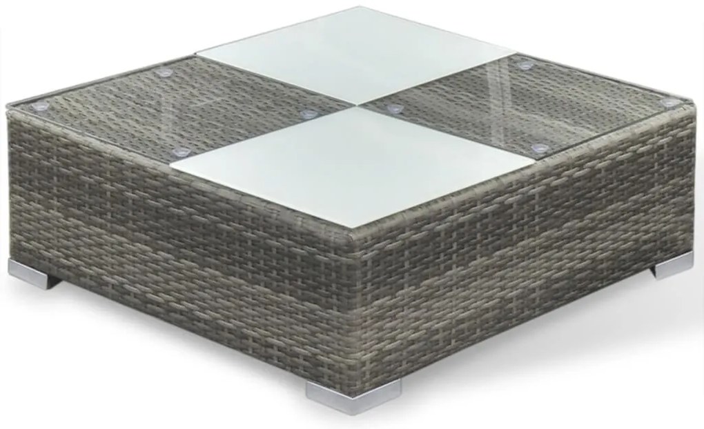6 pcs conjunto lounge de jardim c/ almofadões vime PE cinzento
