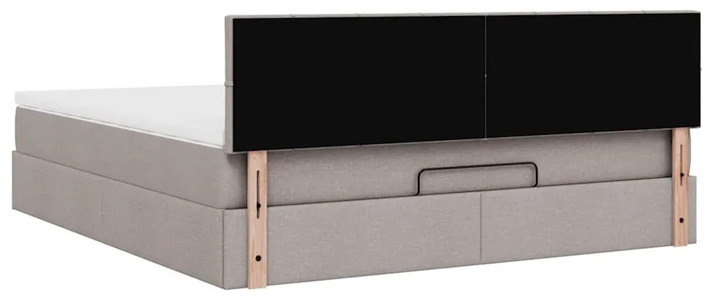Estrutura de cama otomana com colchão tecido cinzento 160x200cm