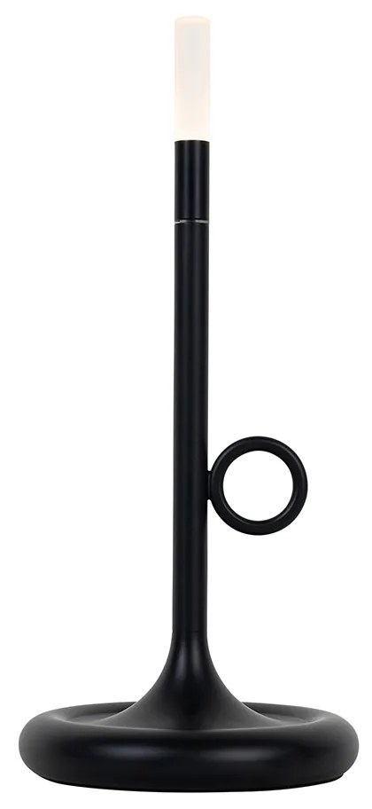 Candeeiro de mesa de exterior preto com LED e dimmer tátil recarregável - Sjarel Design
